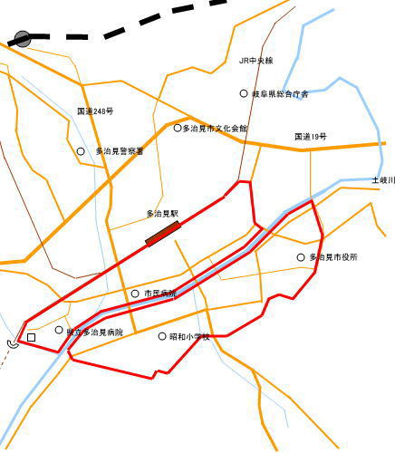 イラスト：赤枠の中が合流式下水道地域