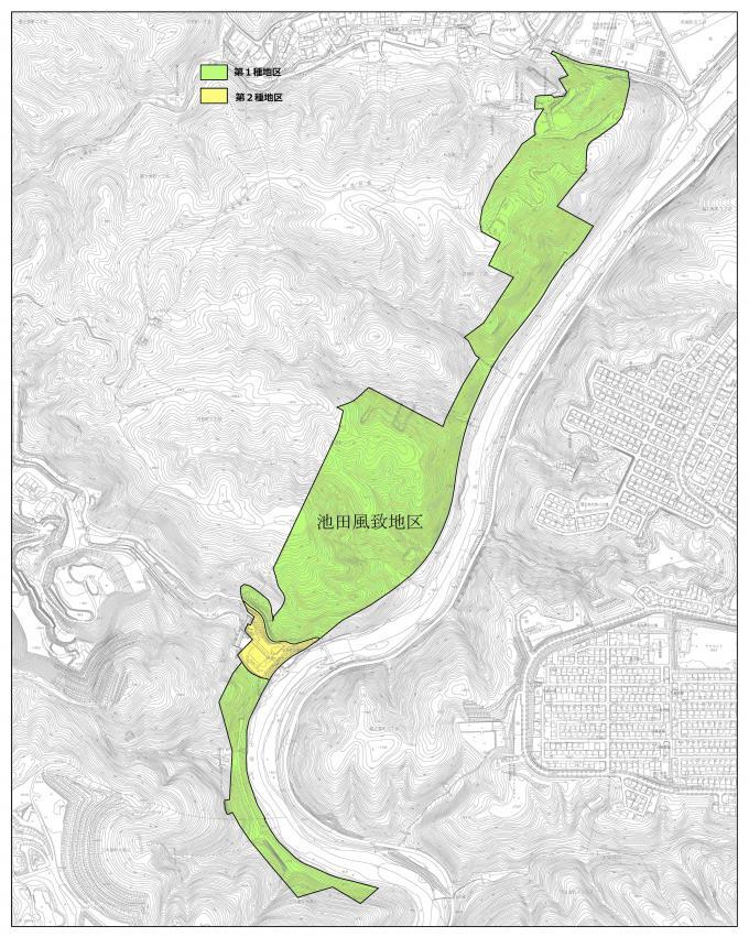 地図：池田風致地区指定区域図