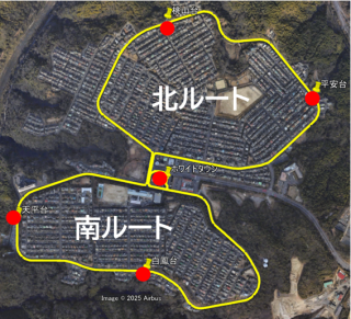 写真：自動運転バス　運行ルート（北ルート・南ルート）