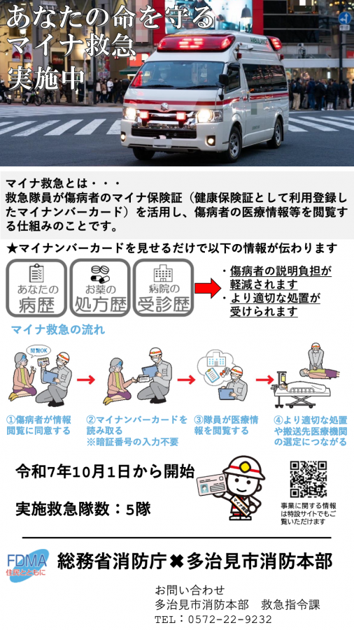 ポスターの写真:あなたの命を守るマイナ救急実施中
