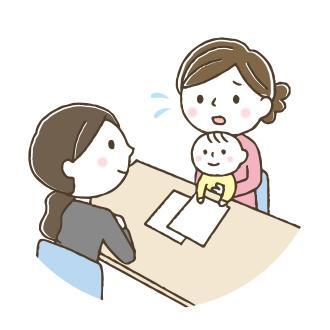 イラスト：子育てコーディネーターに相談する様子