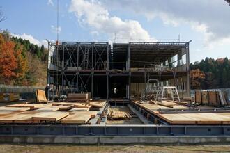 写真：笠原小学校仮設校舎全体