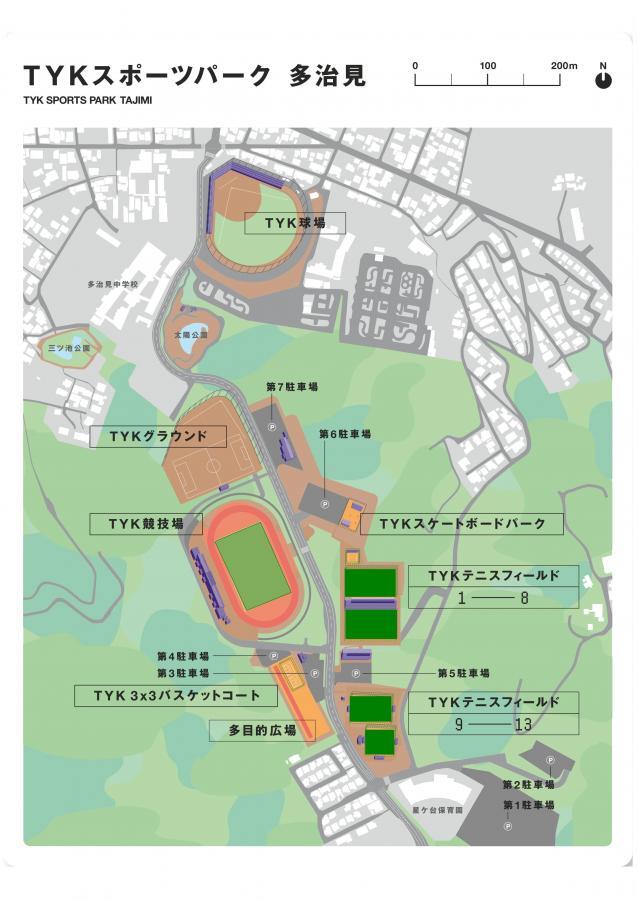 地図：TYKスポーツパーク　多治見駐車場案内