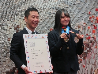 写真：表敬訪問（SAGA2024国民スポーツ大会アーチェリー個人種目など優勝者）