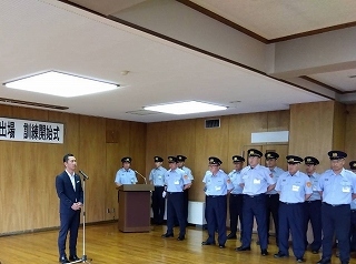 写真：「消防感謝祭」第73回岐阜県消防操法大会出場訓練開始式