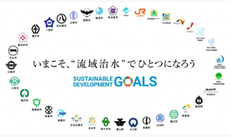 イラスト：いまこそ流域治水でひとつになろう　ロゴマーク