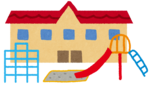イラスト：建物と遊具