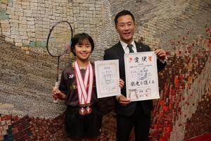 令和8年1月23日第41回若葉カップ全国小学生バドミントン大会出場表敬訪問の様子