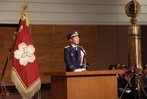 写真：令和8年消防出初式市長挨拶の様子